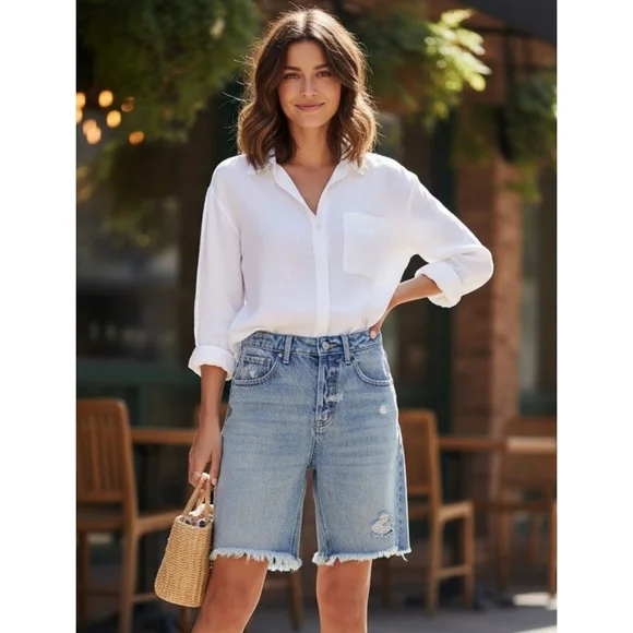 Wild Fable High Rise Bermuda Jean shorts - Picture 1 of 10